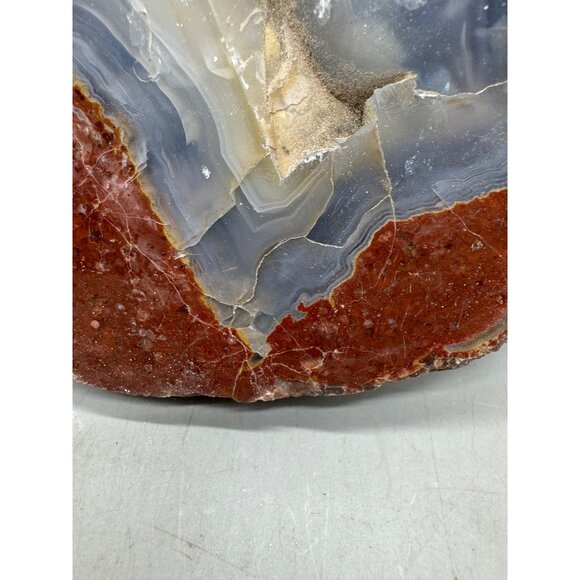 Polished Red Blue Agate Geode Specimen blue 6x4x3" collectable clear brown READ - Picture 2 of 12